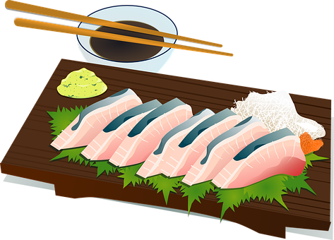 vector van zalm sushi met stokjes en saus